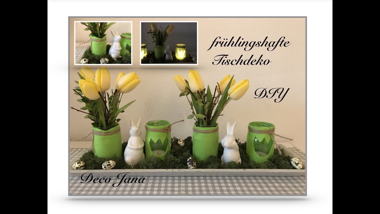 DIY: fr&uuml;hlingshafte Tulpen Tischdeko mit Filz verkleidet / Deco Jana