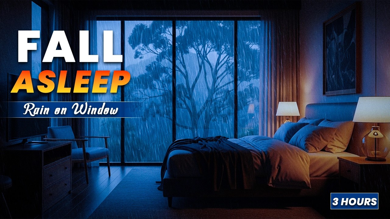 180 Minutes Rain on Window In a Cozy Bedroom | Fall Asleep Fast - No Ads