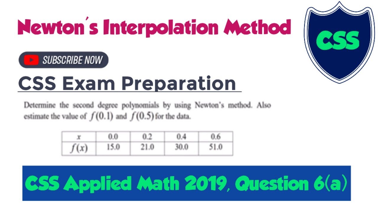 CSS Applied Mathematics 2019 Q 6(a) || Q 6 a CSS Applied maths 2019 || Interpolation || Past paper