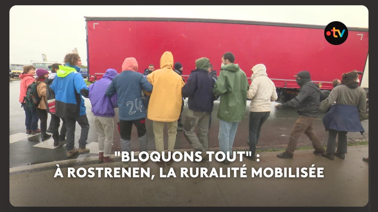 Rostrenen, les manifestants s'&eacute;taient donn&eacute;s rendez-vous sur la RN164