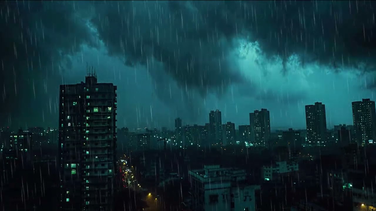 Quiet Midnight Storm in the City | Heavy Rain & Thunder Sounds for Deep Sleep