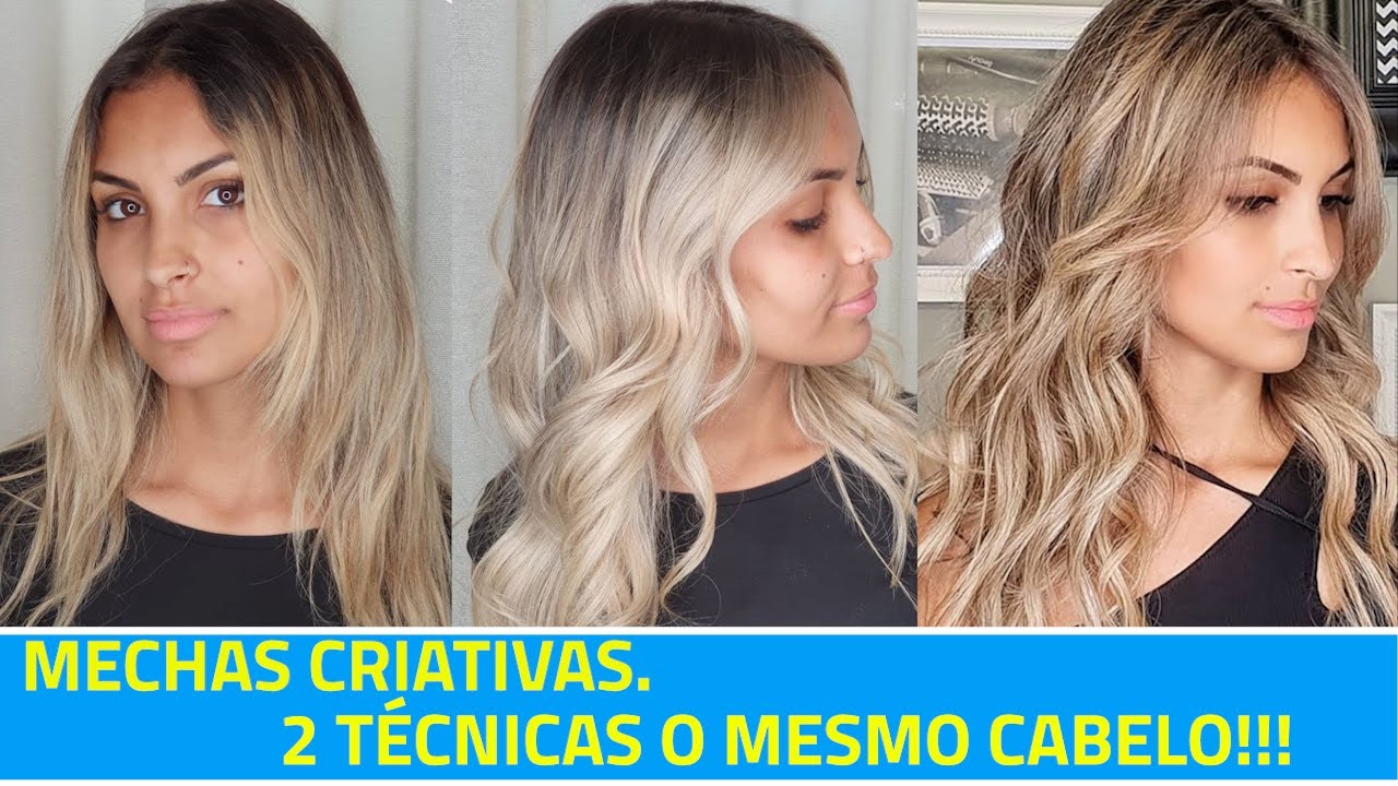 2 TÉCNICAS DE MECHAS CRIATIVAS NO MESMO CABELO/MORENA ILUMINADA/RAIZ SOMBREADA/RAIZ APAGADA.