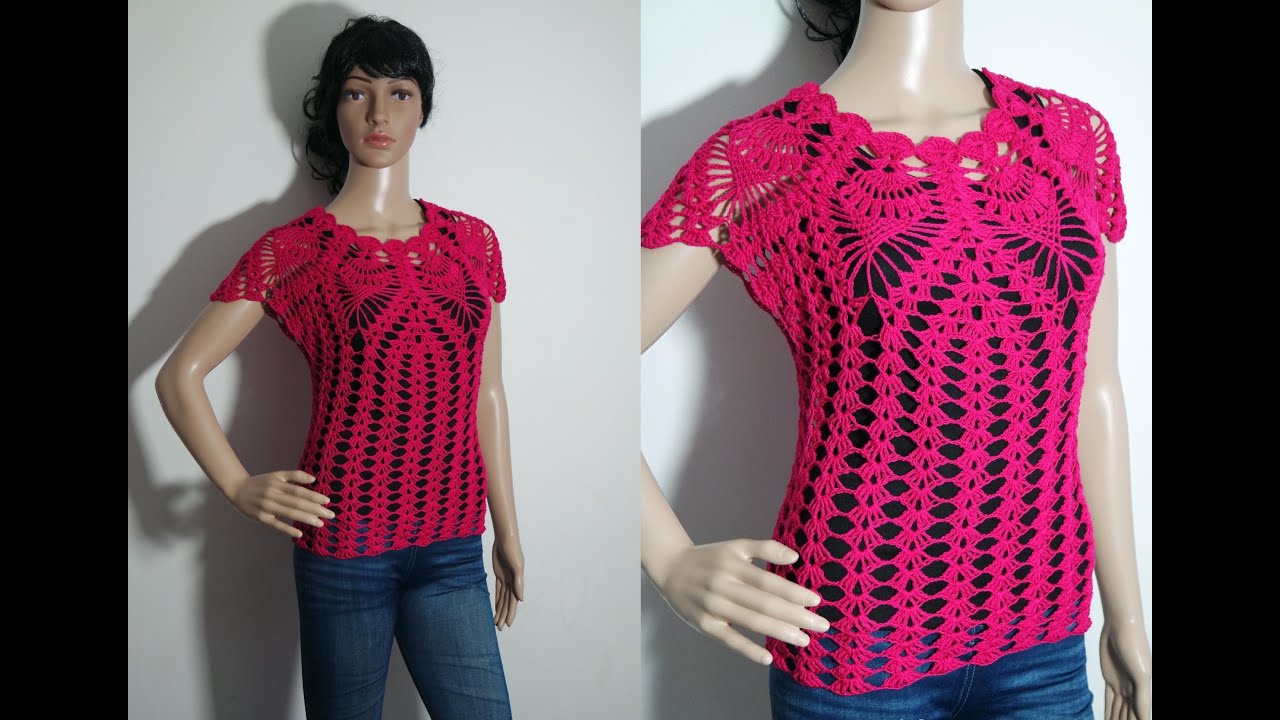 How to crochet pineapple blouse top tutorial by marifu6a