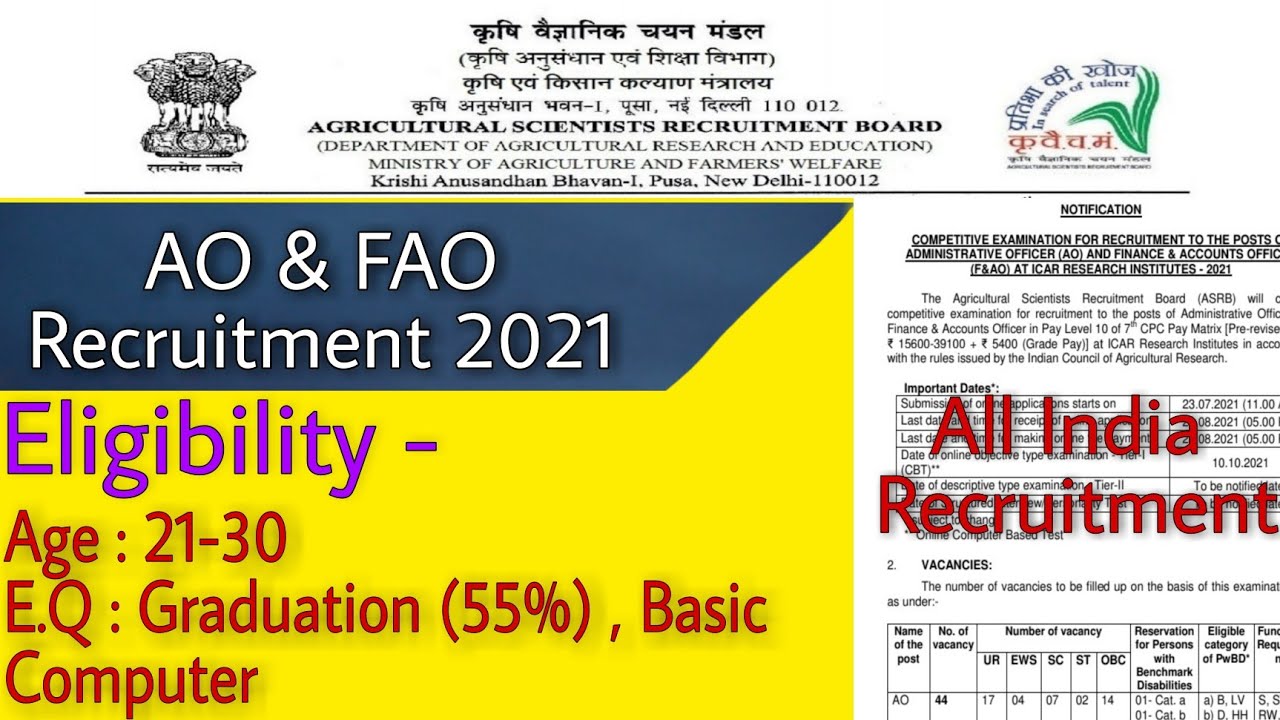 ASRB AO & FAO Recruitment 2021 &bull; Administrative Officer & Financial Accountant Officer recruitment