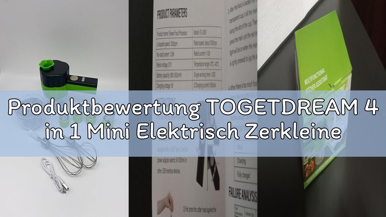 Produktbewertung TOGETDREAM 4 in 1 Mini Elektrisch Zerkleinerer Küche Multizerkleinerer Küchenmaschi