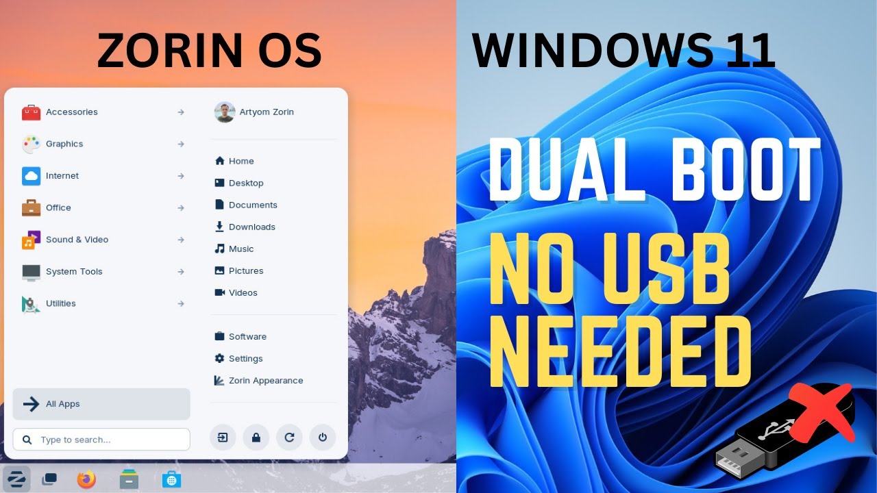 Установка Zorin OS без USB на Windows 11/10 | Двойная загрузка в режиме UEFI