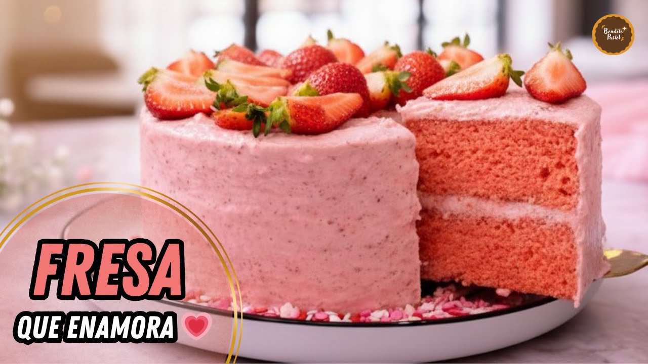 Fácil Torta de Fresa que Enamora🍓 Sabor Intenso y Super Húmeda | Bizcocho de Gelatina.
