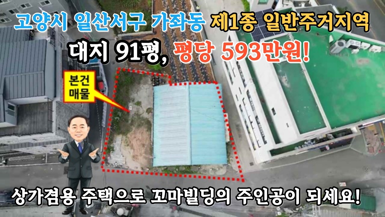 고양시 일산 꼬마빌딩 신축가능한 제1종일반주거지역 땅 값이 반값입니다.