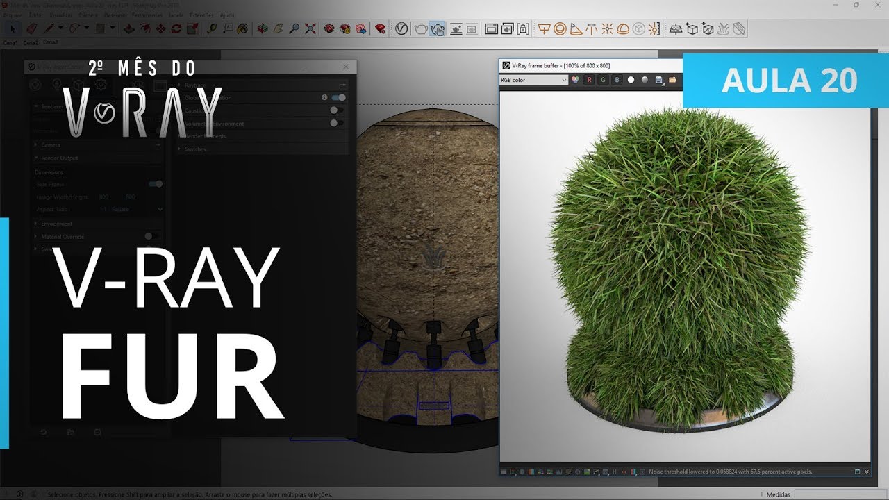 Vray 3.6 para SketchUp - Aula 20/30: V-Ray FUR (Crie Gramados e Tapetes extremamente realistas!)