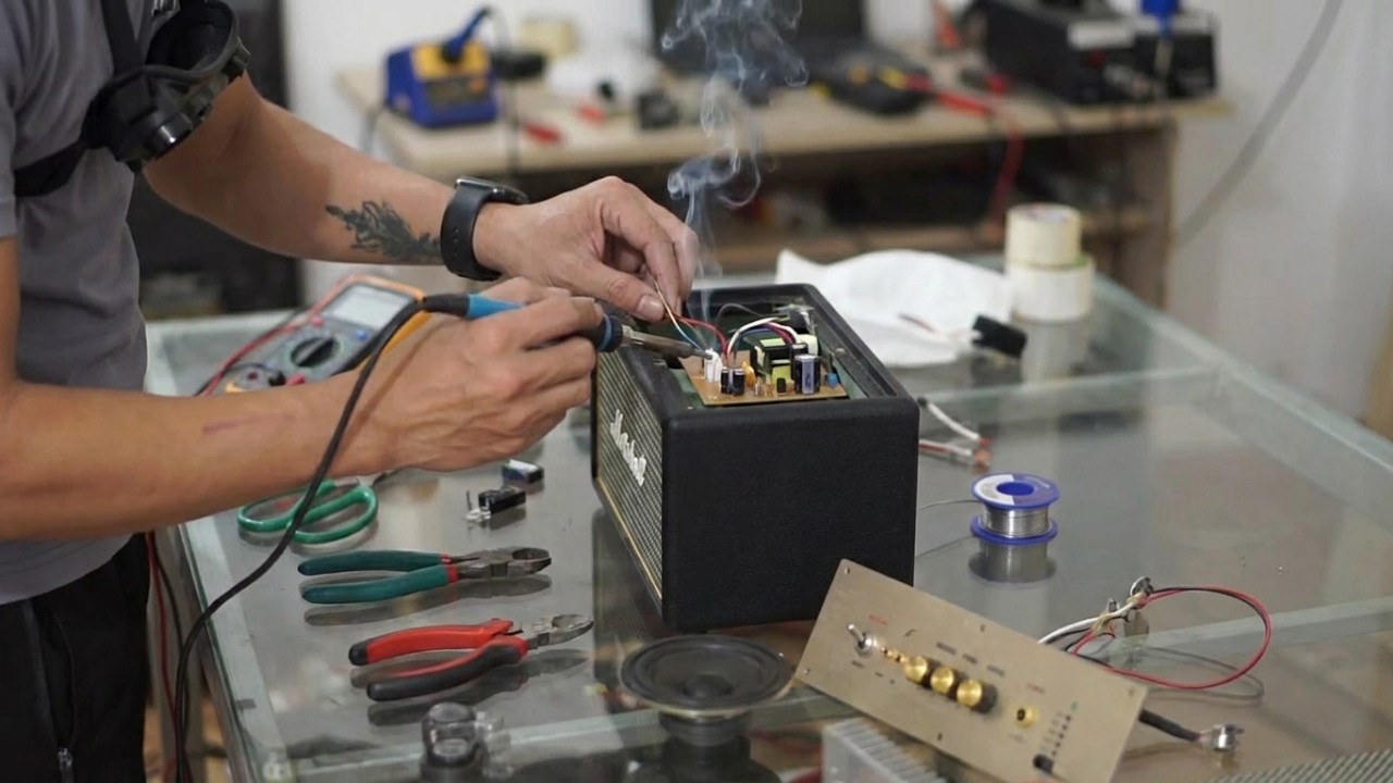 độ chế lại loa vi tính nghe nhạc kiểu dáng marshall