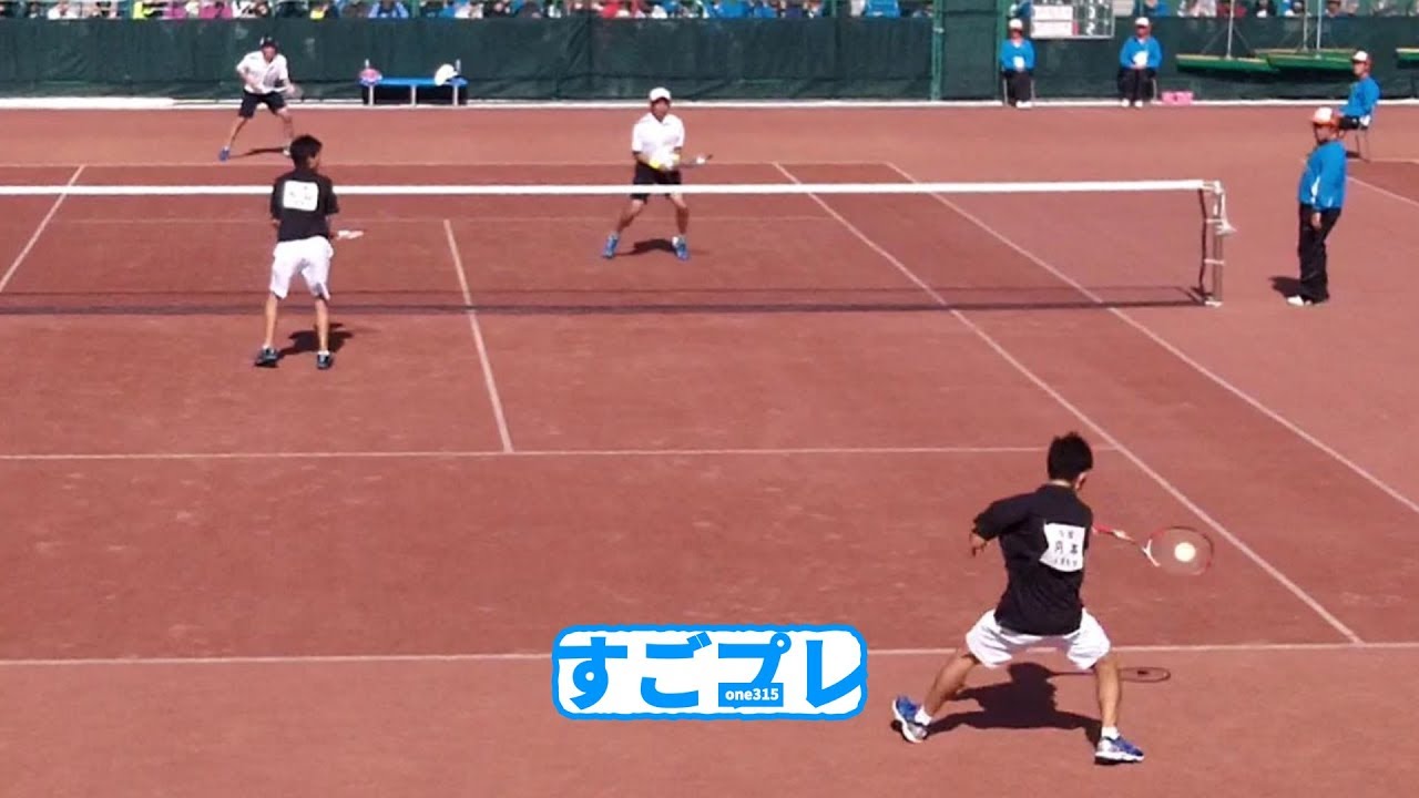 すごプレソフトテニス　全日本選手権2015　男子　準決勝　村上・中本（NTT西日本広島）ー内本・丸山（上宮高校）