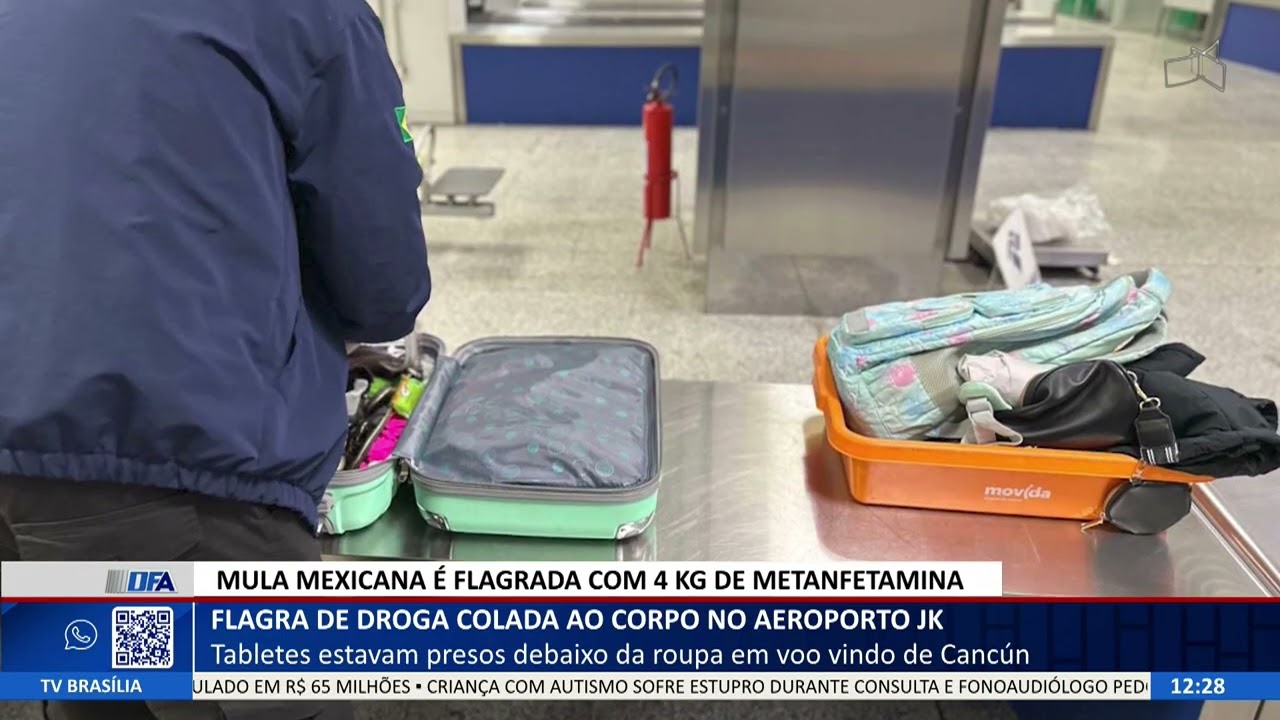DF ALERTA - Flagra de droga colada ao corpo no aeroporto JK