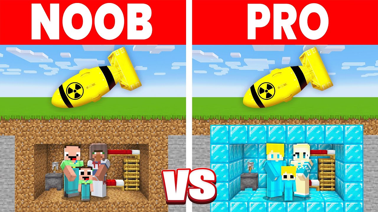Noob vs Pro Familie: WELTUNTERGANGS BUNKER HAUS BAU CHALLENGE in Minecraft!