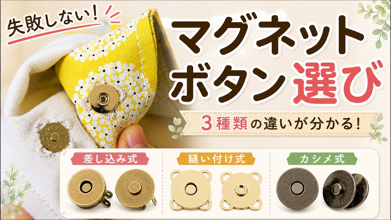 ハンドメイド魔法の道具、マグネットホック３選/誰でも簡単！プロ級の仕上がりの裏技、ハンドメイドが１００倍楽しくなる、魔法のアイテムを詳しく紹介します♡