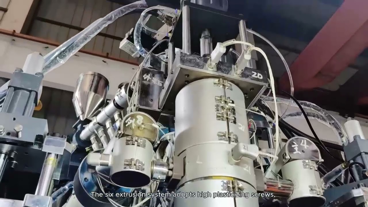 6 layers double station blow molding machine for making max. 5L HDPE bottles