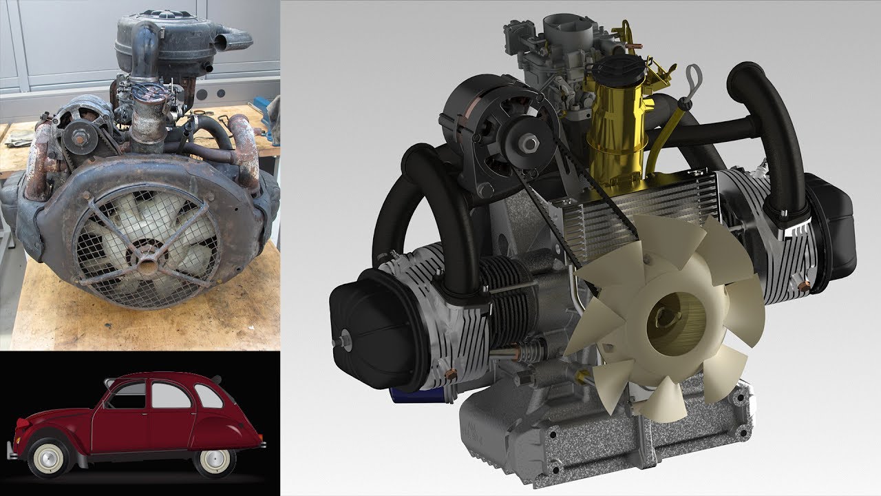 Moteur Citroën 2CV (démontage, modélisation): Projet Génie mécanique HEIA-FR
