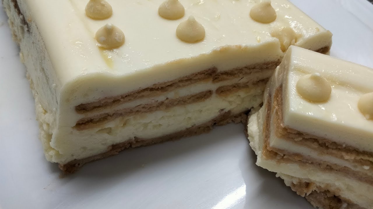 Tarta de CHOCOLATE BLANCO y GALLETAS. SIN HORNO.