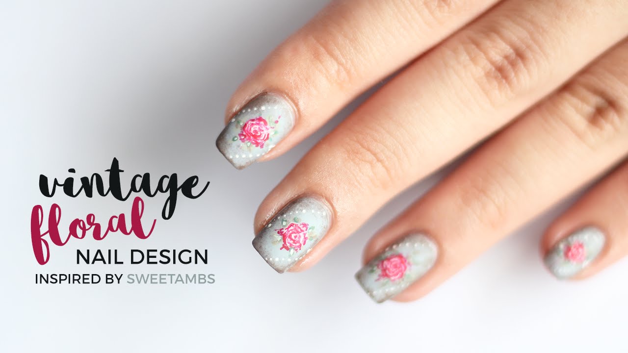 VINTAGE FLORAL NAIL ART AGAIN?! ✿ Inspired by Sweetambs Cookies! | Annabel Lee