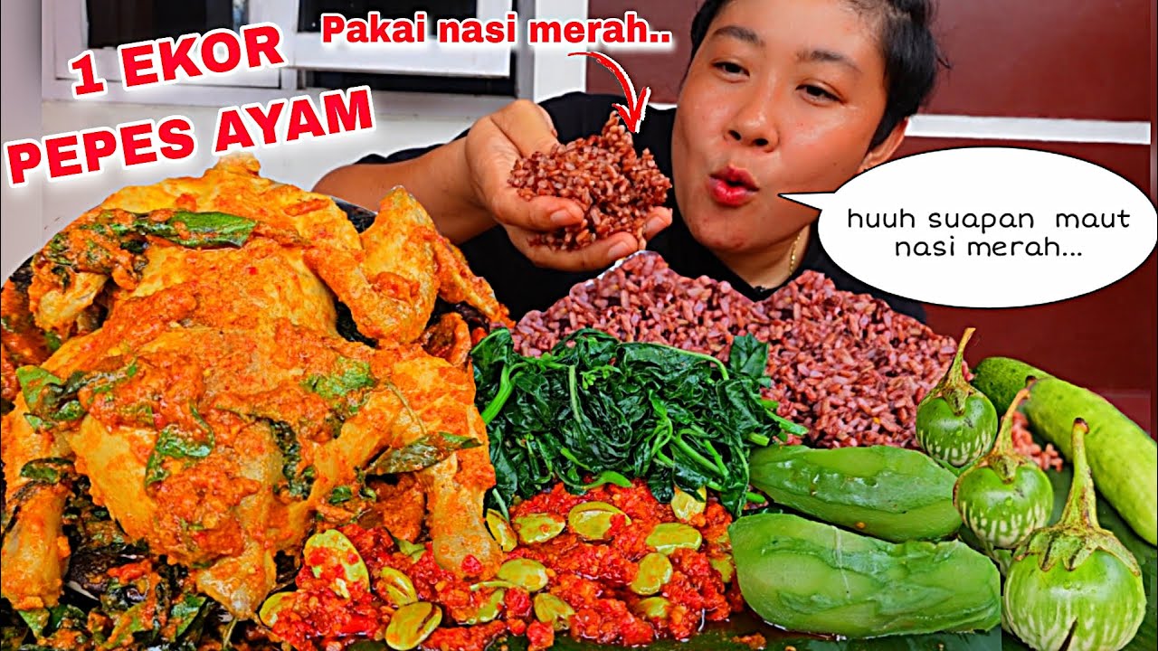 NASI MERAH ,PEPES AYAM 1 EKOR + SAMBAL PETAI DAN LALAPAN
