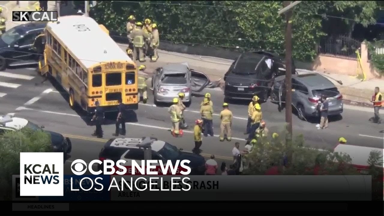 School bus driver injured in Arleta multi-vehicle crash