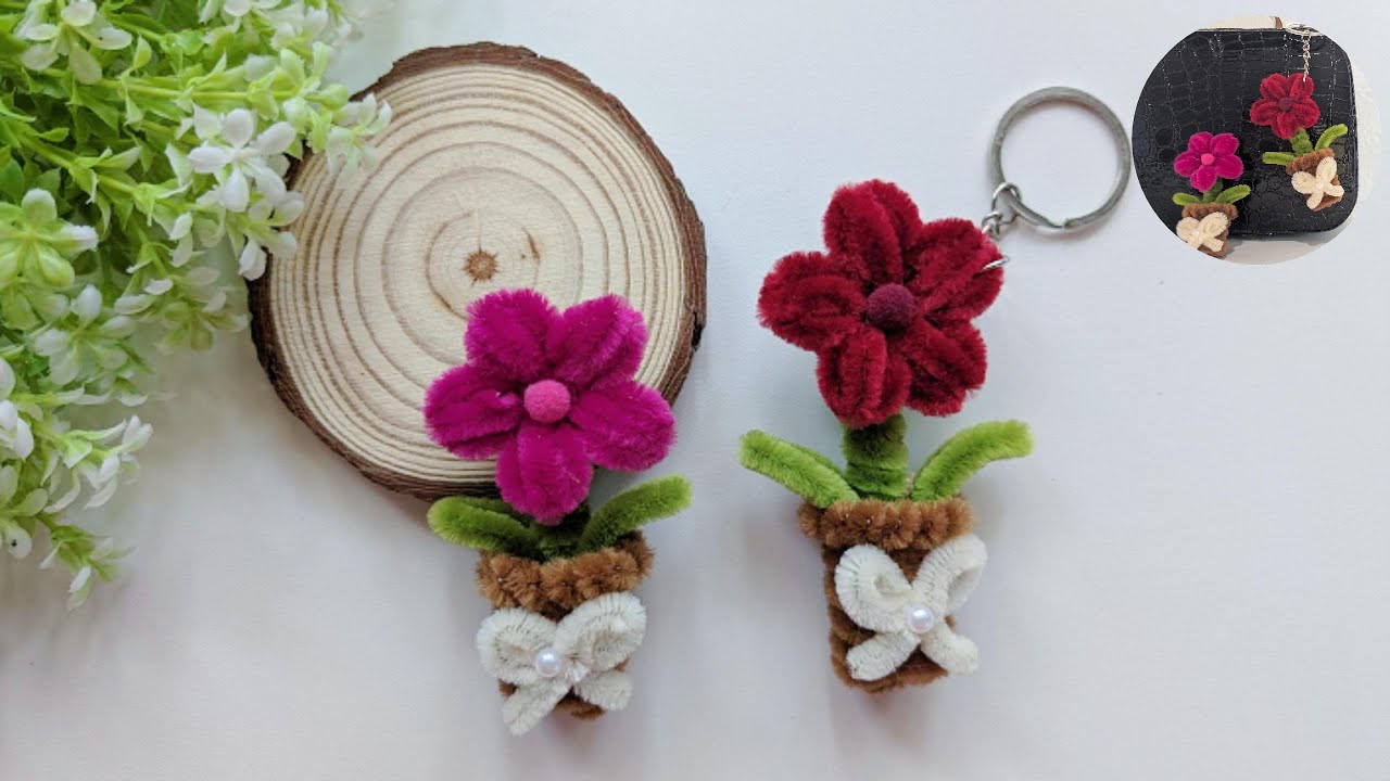 Pipe Cleaner Mini Flower Key Chain | Flower Key Tags | Things to Make Out of Pipe Cleaners | Cute