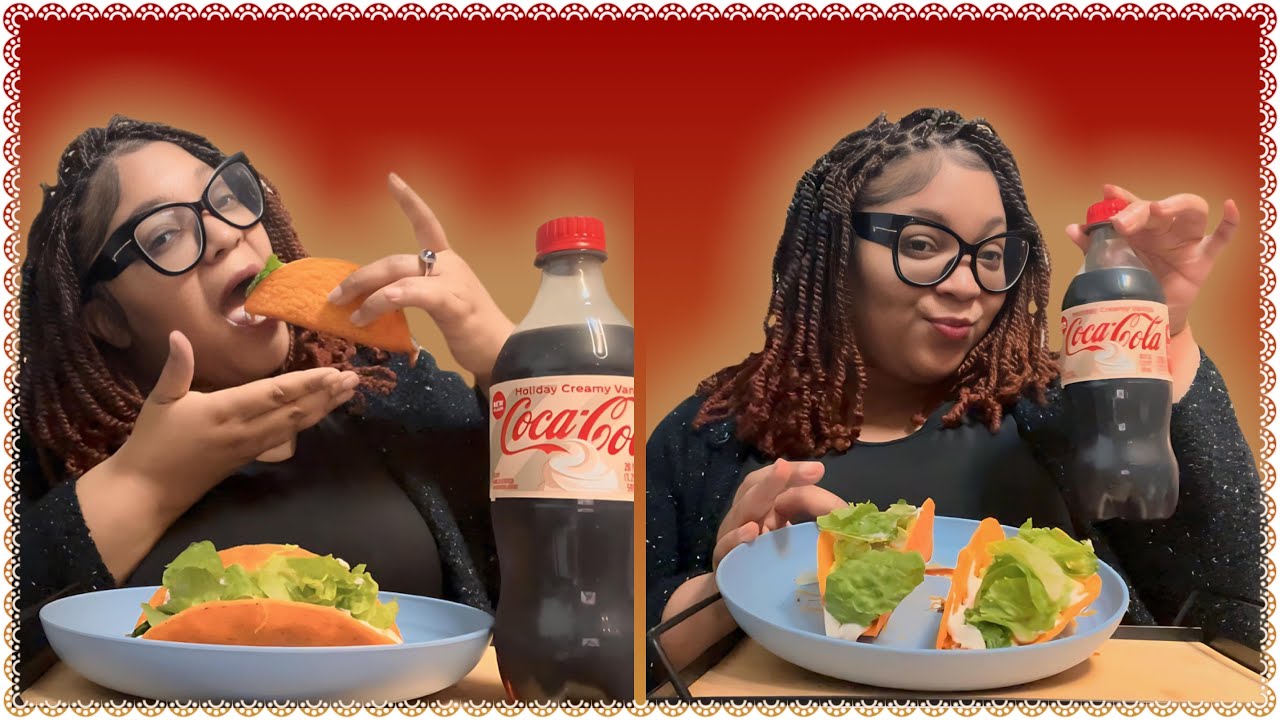 Tacos+New Wintery Creamy Coke #burping #belching #mukbang #drinkreview #coke #tacos #fyp #yt #viral
