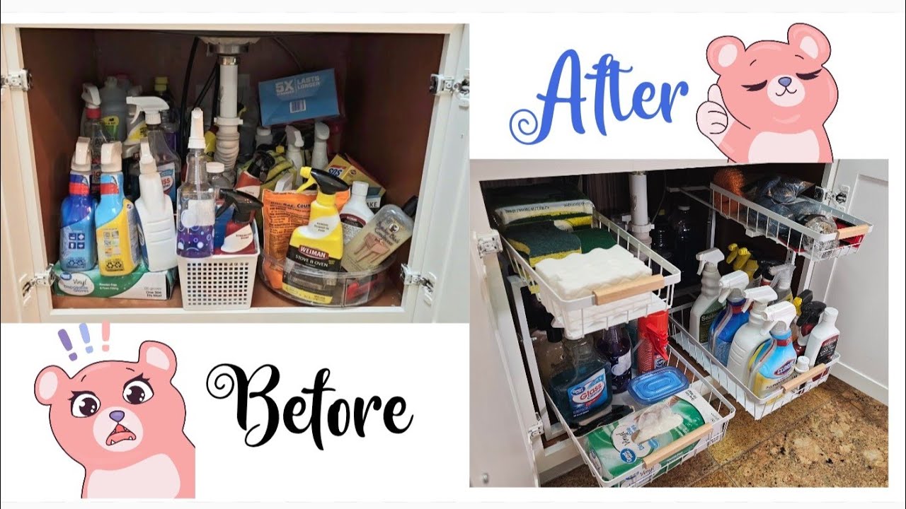Under the Sink Transformation | 2-Tiered Organizer | Before & After | Amazon