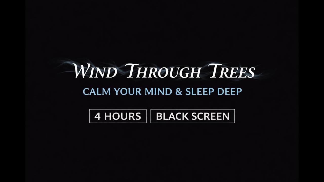 Wind Through Trees 🌲 Calm Your Mind & Sleep Deep | Black Screen (4 Hours)