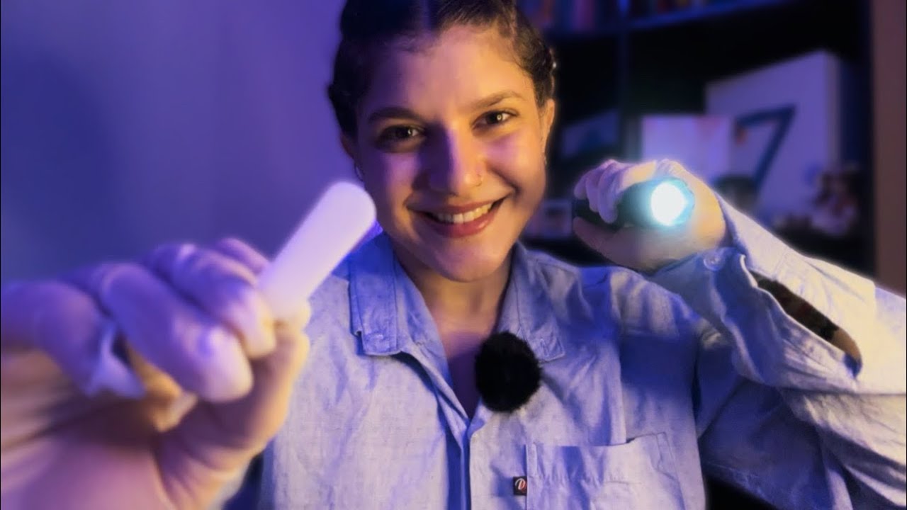 ✨ASMR EXAME DE NERVOS CRANIANOS ✨Teste de visão, audição, olfato, paladar e toque