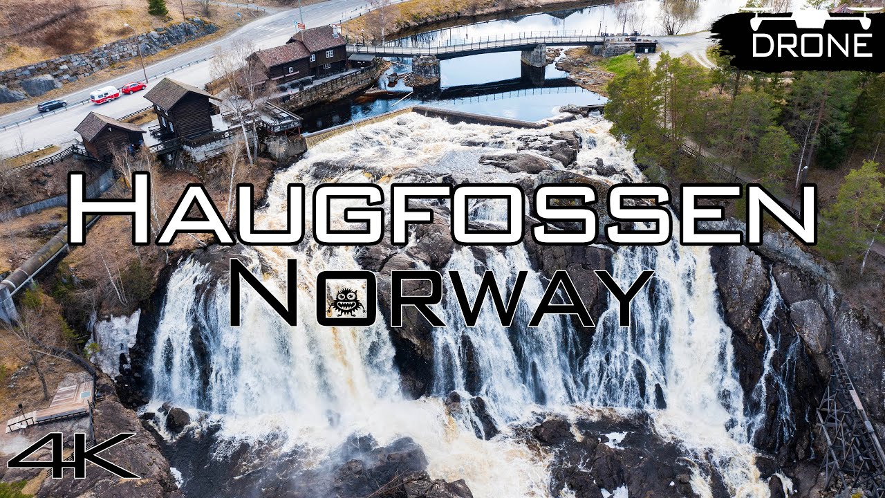 Norway, Haugfossen Waterfall - Cinematic Drone Video, 4k