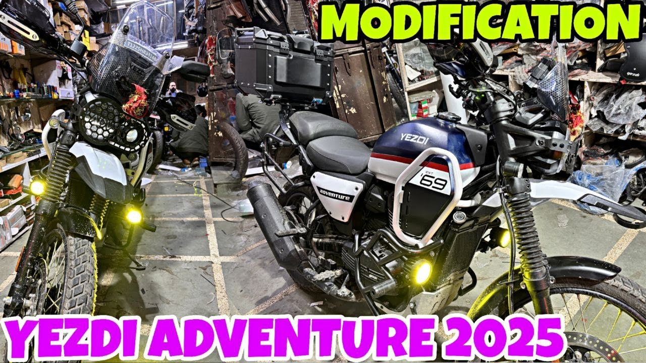 YEZDI ADVENTURE 2025 me saari Touring Needful Modification kardi | Fog Light | TopBox | Crash Guard