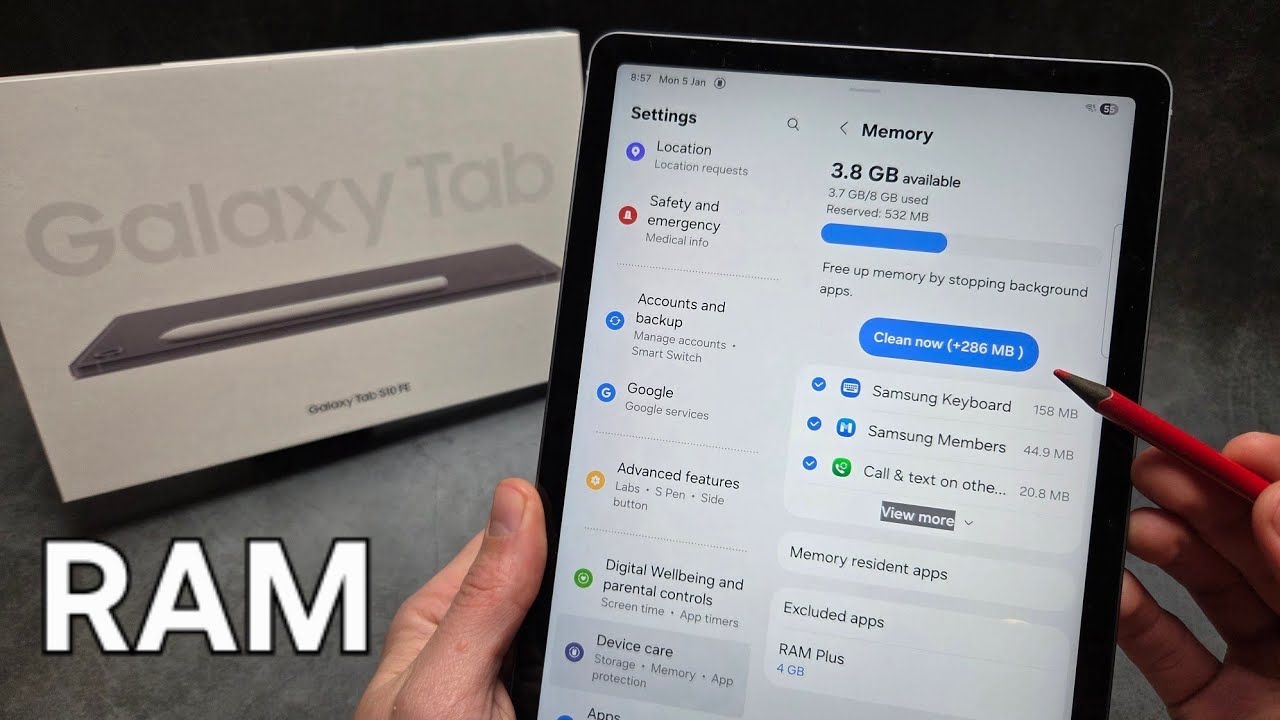 Как очистить оперативную память и увеличить её объём на Samsung Galaxy Tab S10 / S10 Ultra, FE, L...