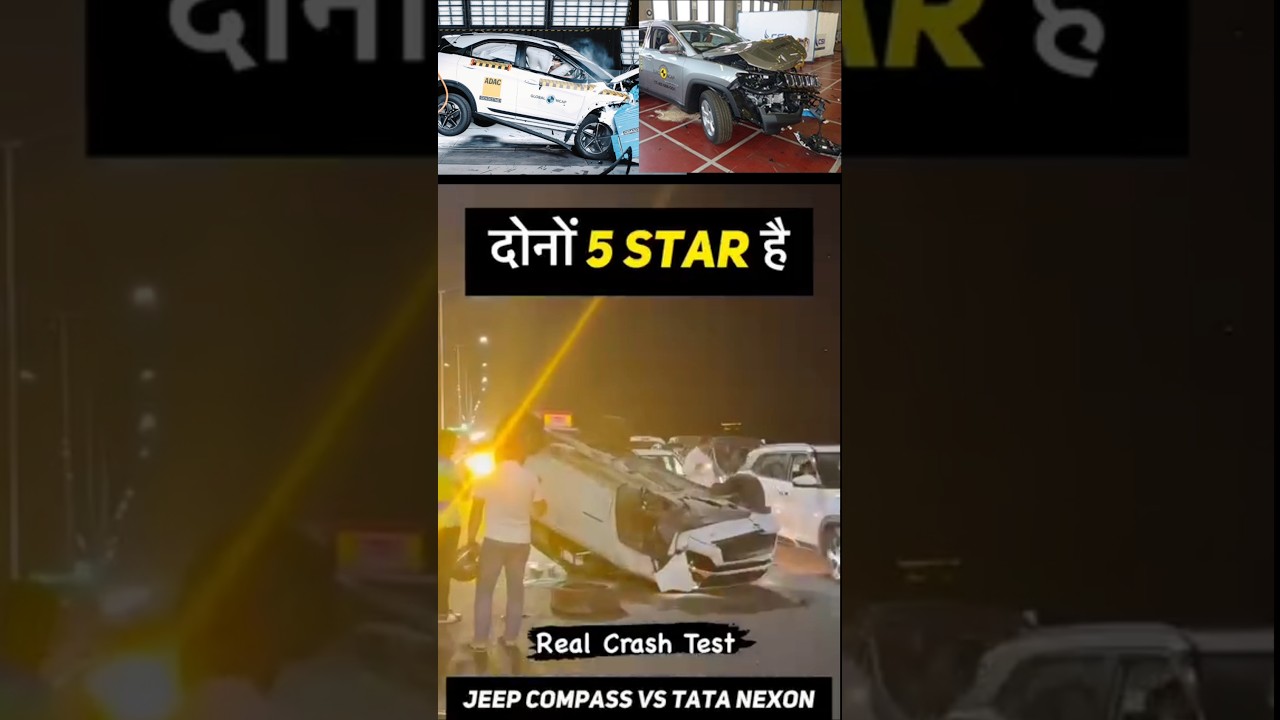 Tata Nexon Crash with Jeep Compass |Massive Rollover | #tatanexoncrash  #jeepcompasscrash