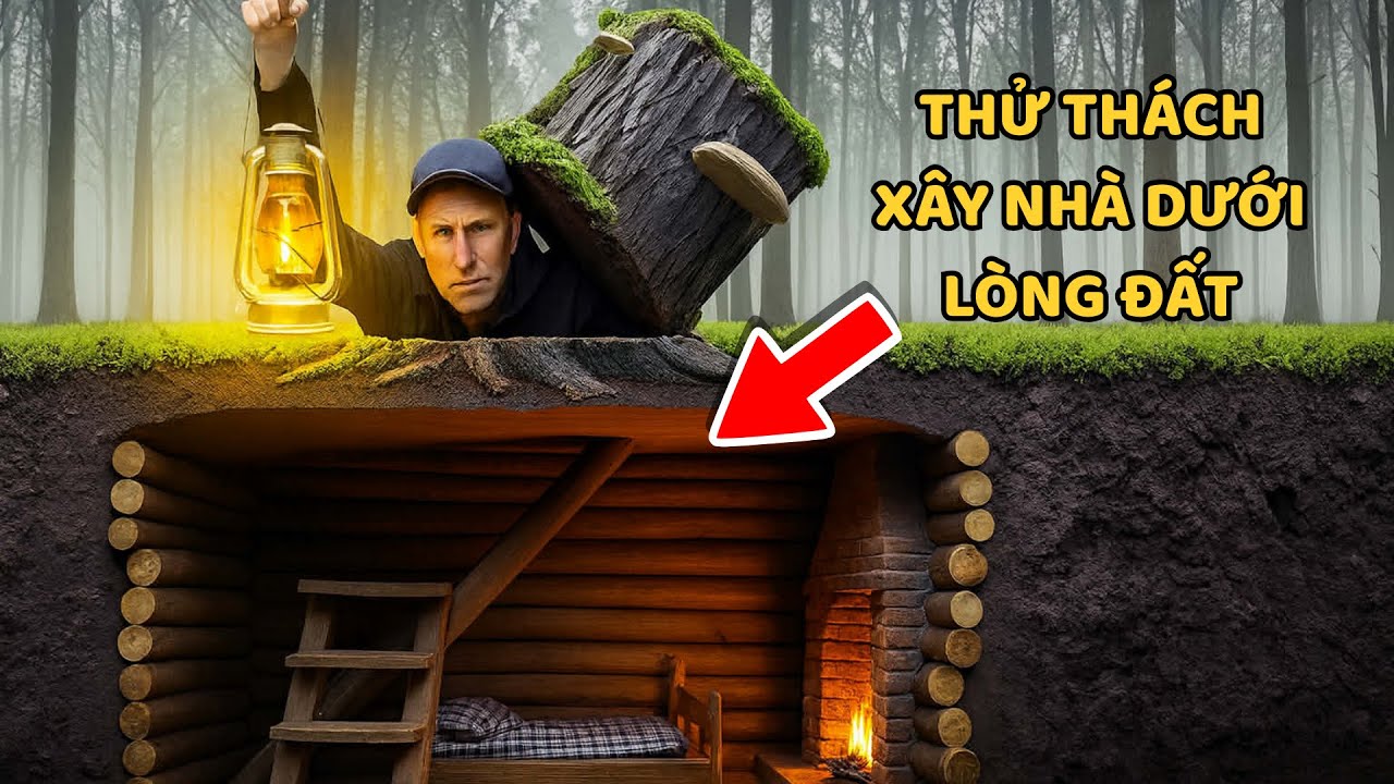 Thử Thách Xây Nhà Và Sống Dưới Lòng Đất - Không Điện, Không Internet
