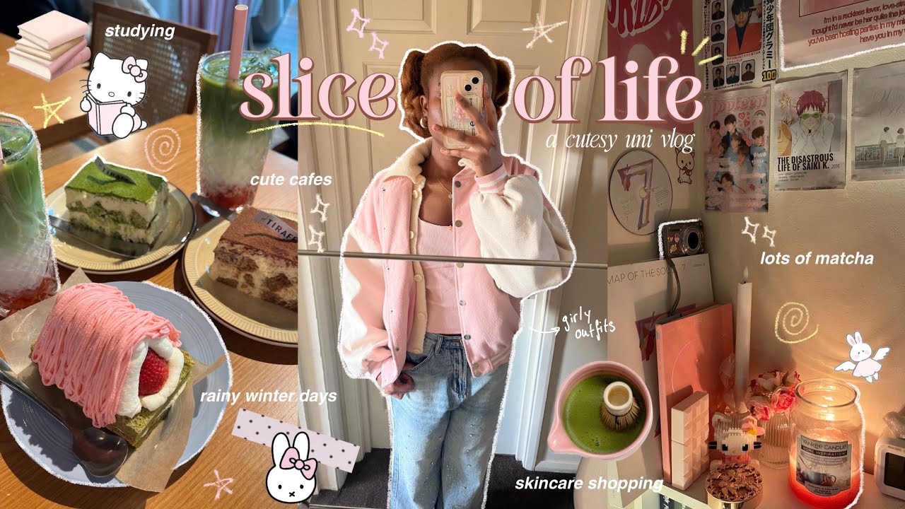 uni vlog 🌧️ | rainy days in london, studying, visiting cute cafes, girly outfits, matcha & shopping