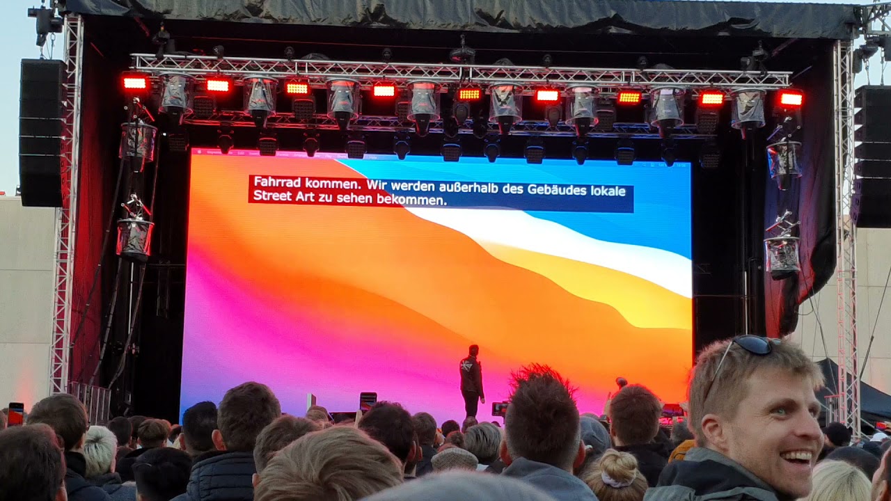 Elon Musk on stage at the Giga Berlin county fair