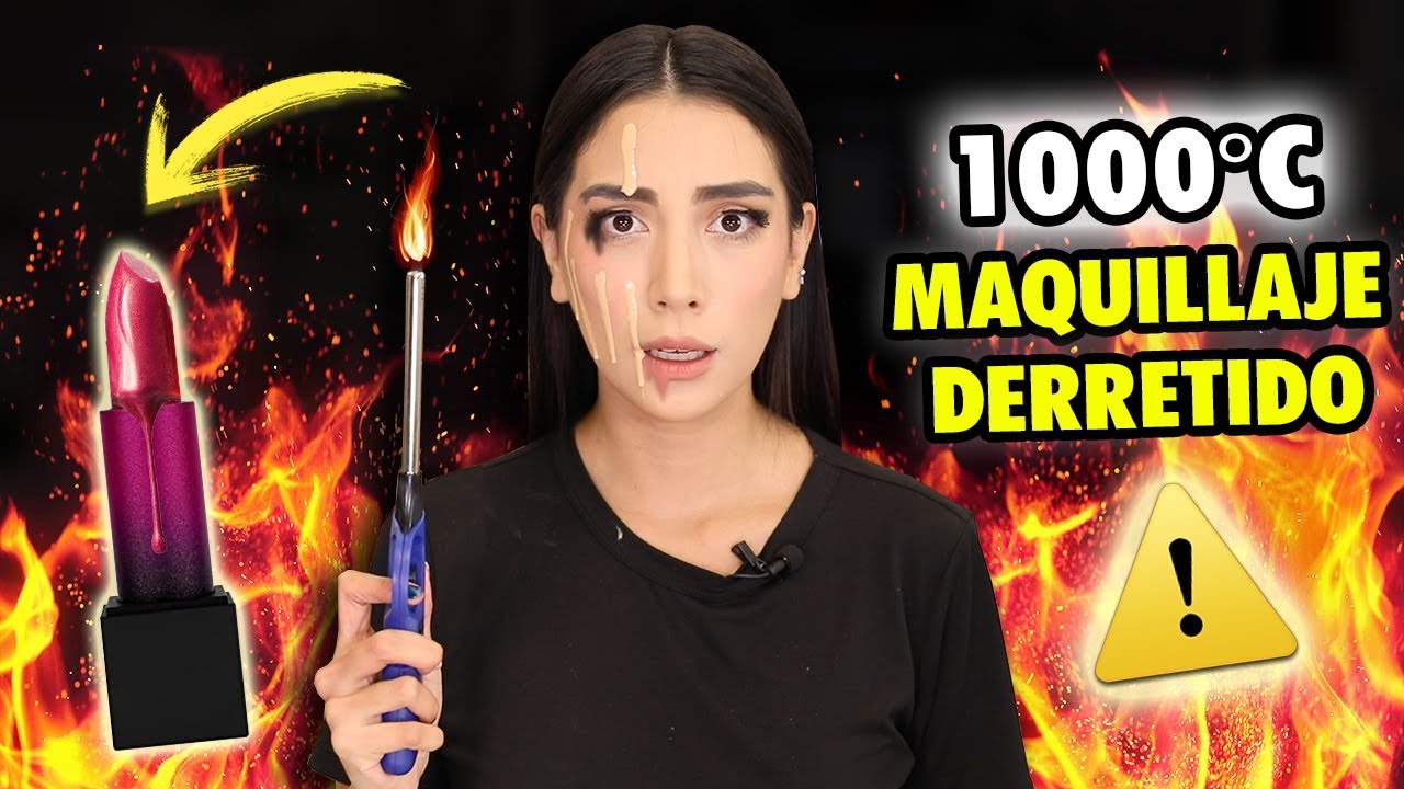 PROBANDO MAQUILLAJE DERRETIDO! 😱QUEME TODO!!! RETO 1000°C 🔥| Claudipia