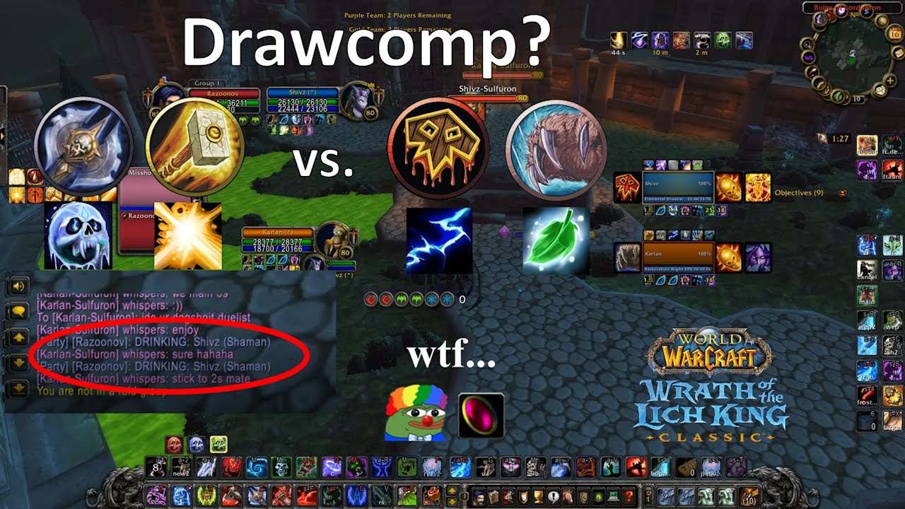 2800+ Drawcomp Ele/Rduid with Bauble BM whispers and fails vs Frost DK WotLK Classic Arena
