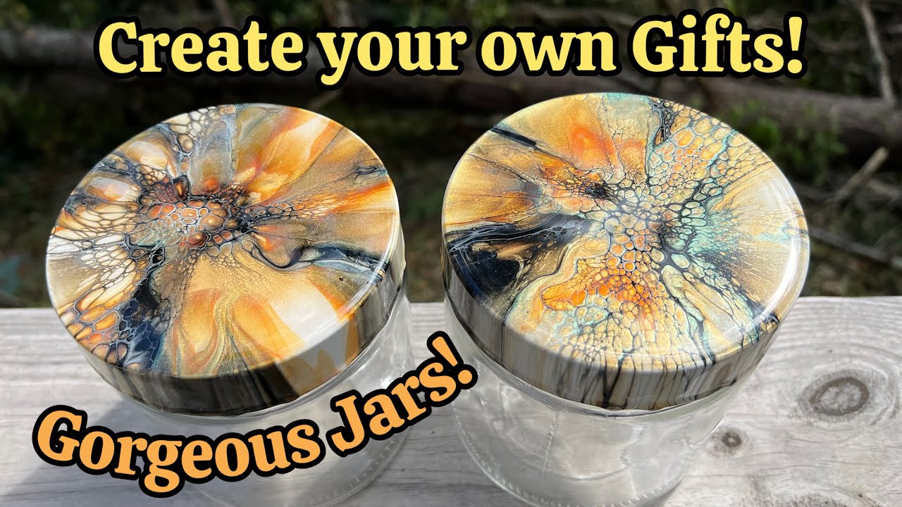427. Dollar Tree Jars look like a Million $$ w/ finishing shared! #acrylicpainting #fluidart