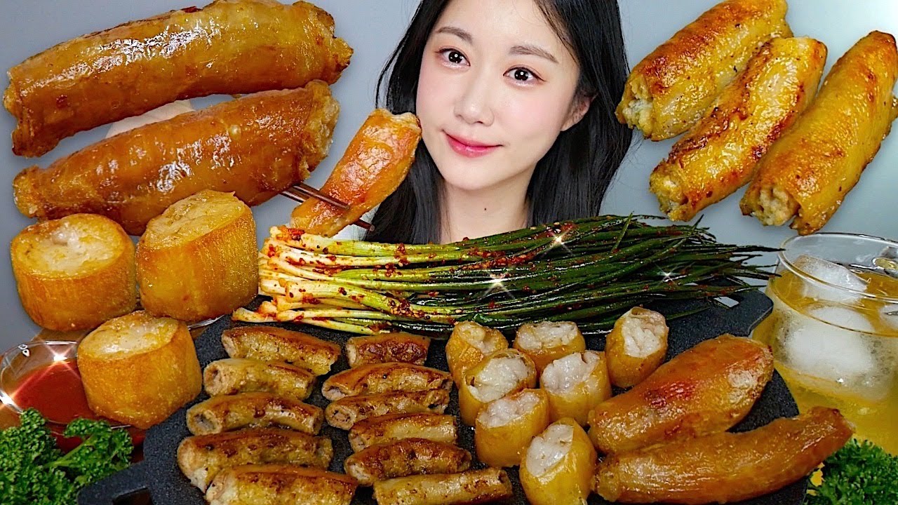Хрустящая Говяжья Кишка На Гриле + Кимчи С Зеленым Луком✨😋 | eating show | asmr mukbang korean