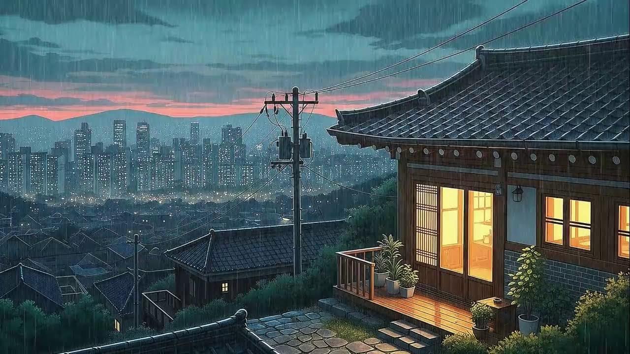 Rain Sounds with Lofi for Work in a Peaceful Korean Atmosphere to Block Distractions 😌