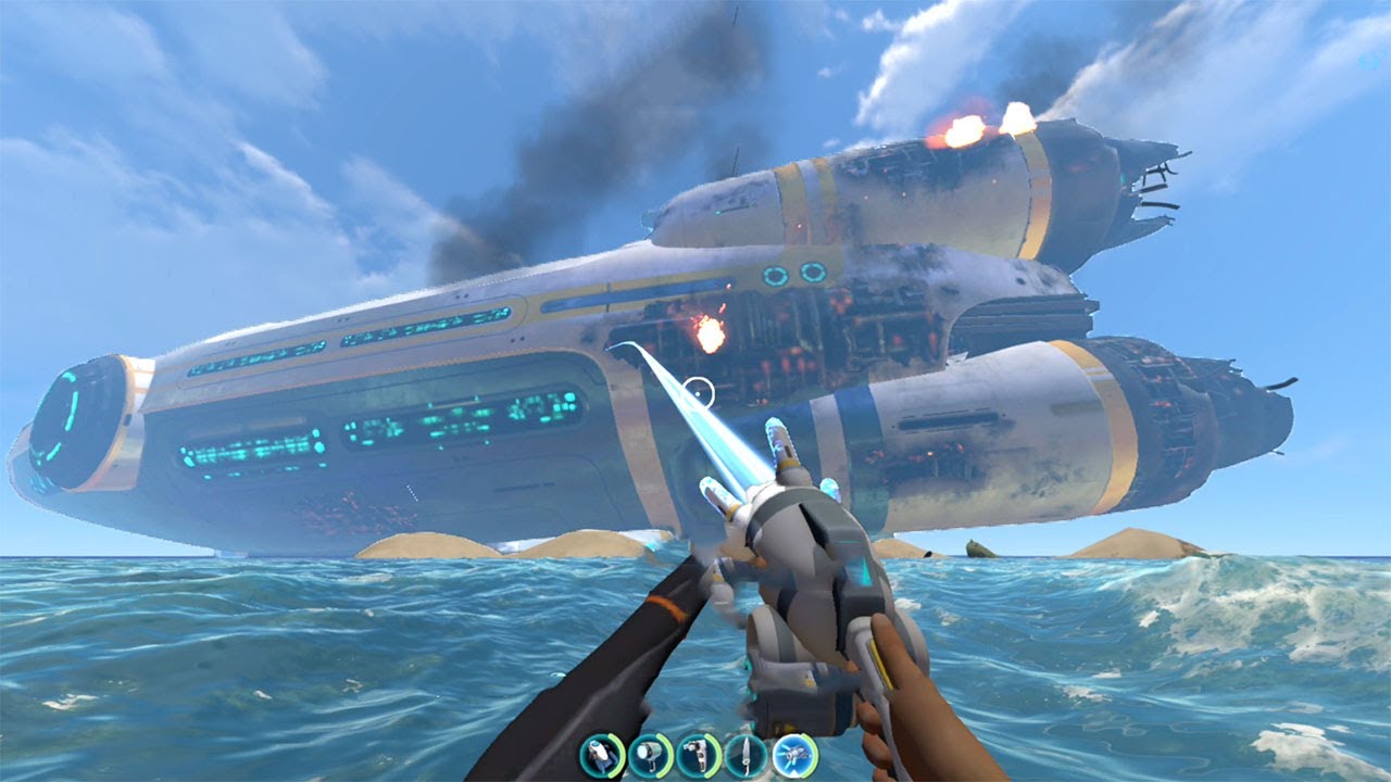 Levanté la Aurora con el Cañon de Propulsión en Subnautica...