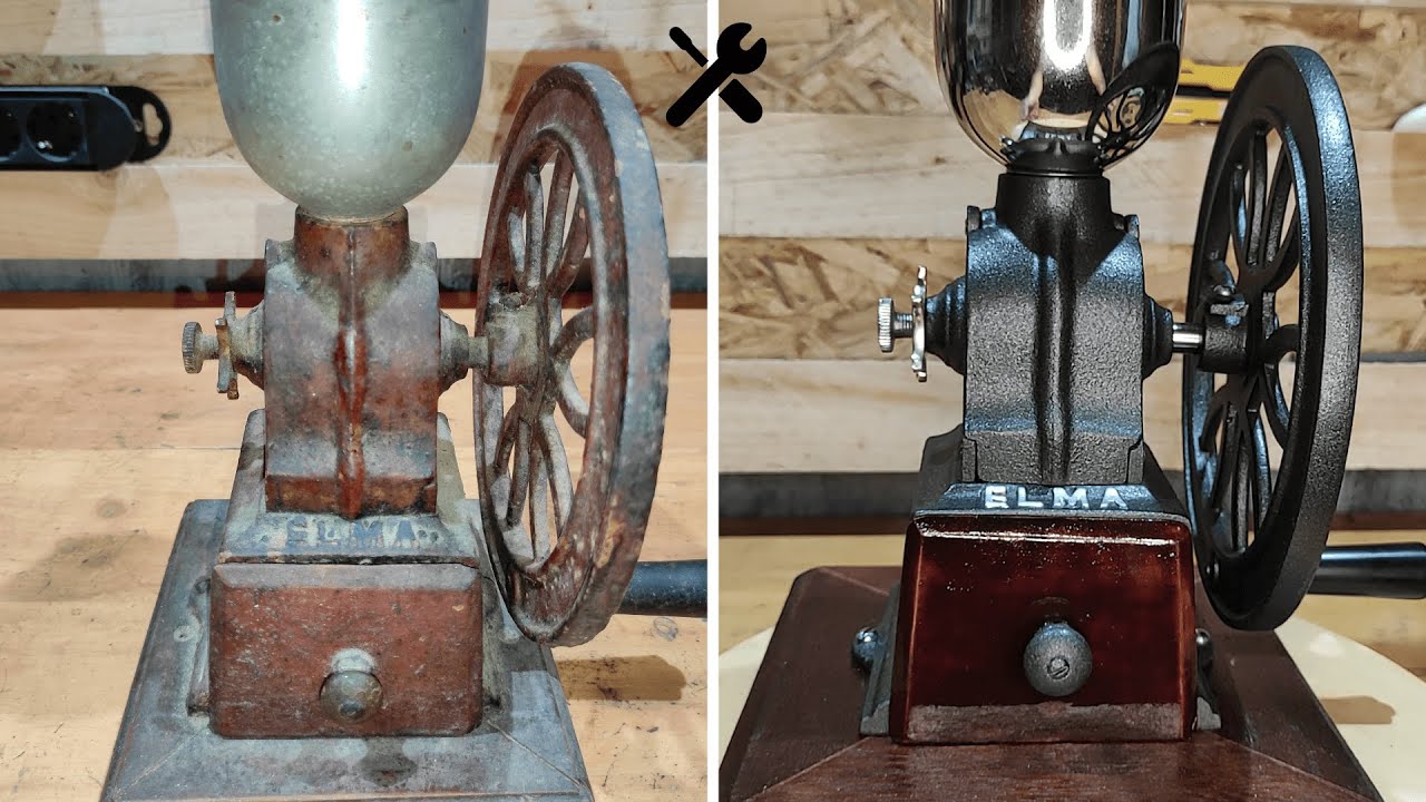 Restauración de un molinillo de café marca ELMA muy antiguo