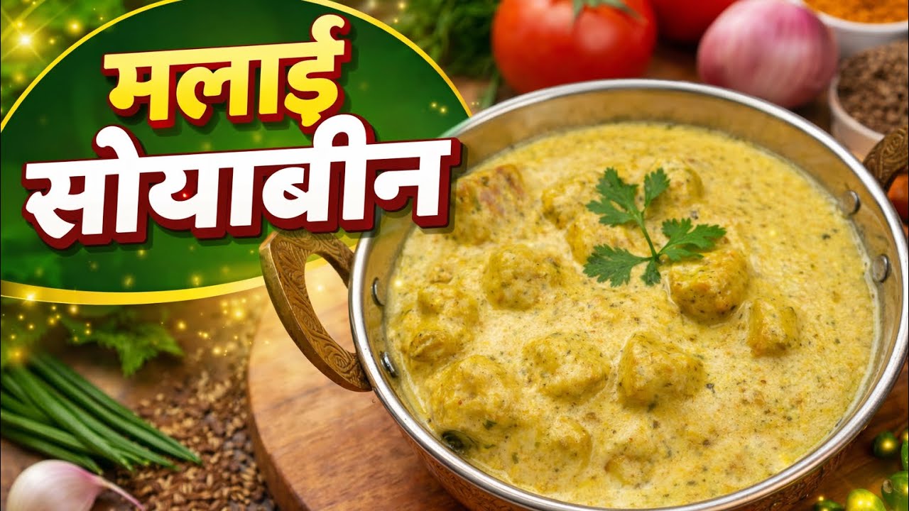 मलाई सोयाबीन रेसिपी | Creamy Malai Soyabean Recipe in Marathi | Easy Veg Recipe