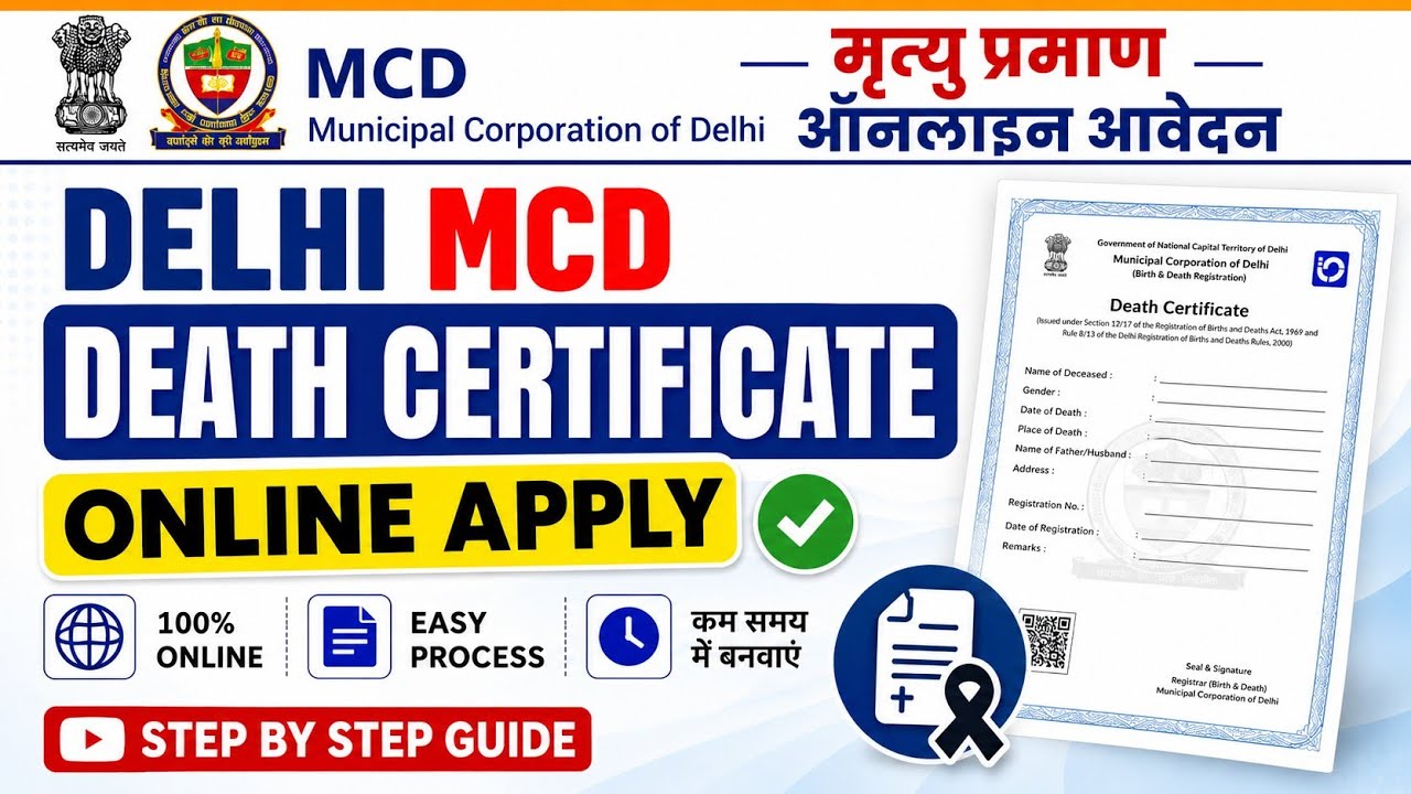 Mcd death certificate online apply | दिल्ली मृत्यु प्रमाण पत्र ऑनलाइन अप्लाई कैसे करें?