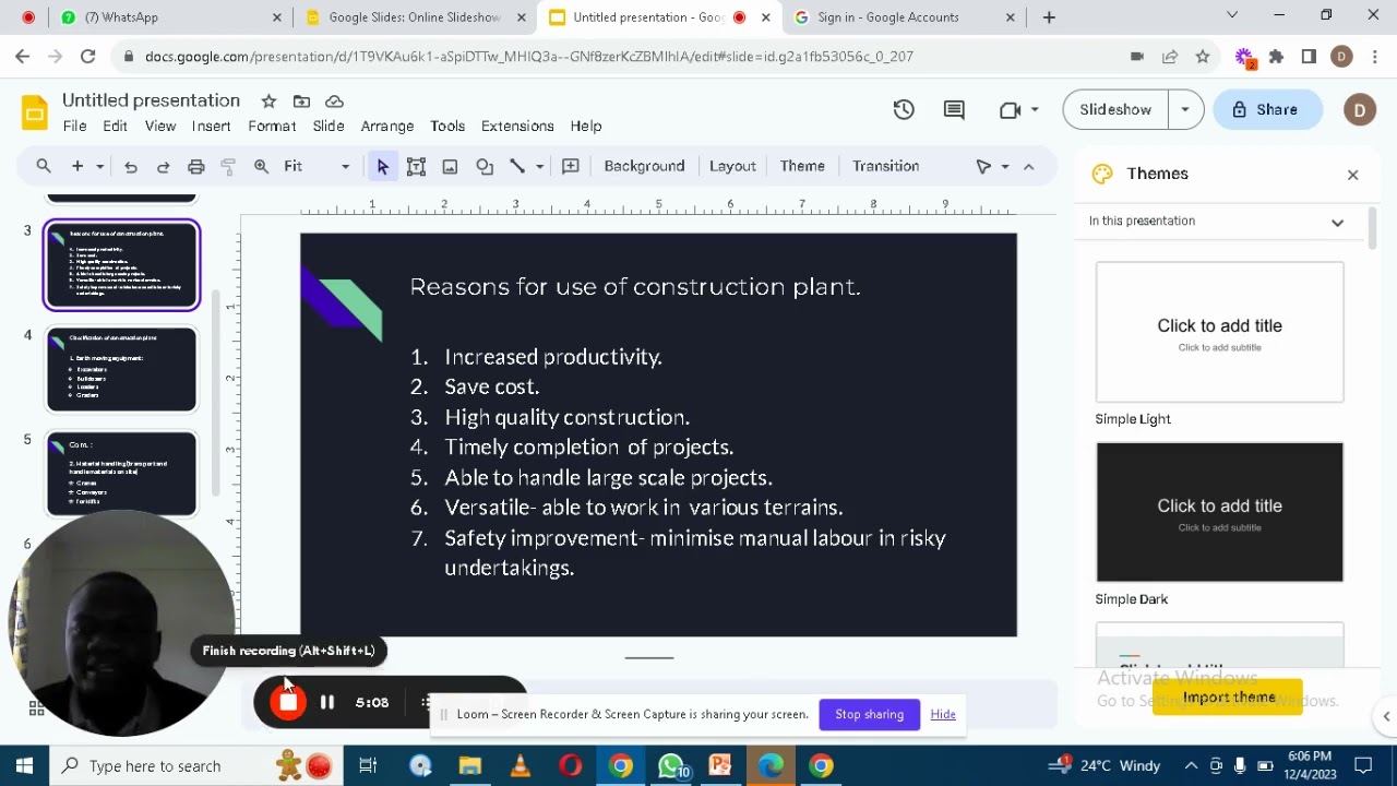 construction plant and equipment 1