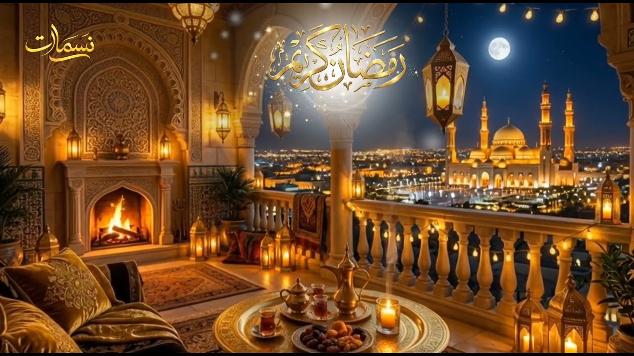 Full Moon Ramadan Iftar ambience cozy fireplace sounds aesthetic backgroundwallpaper