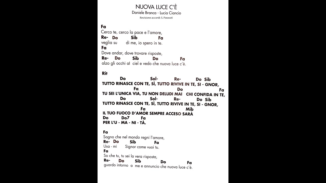 Nuova luce c'è RnS (con testo e accordi facilitati)