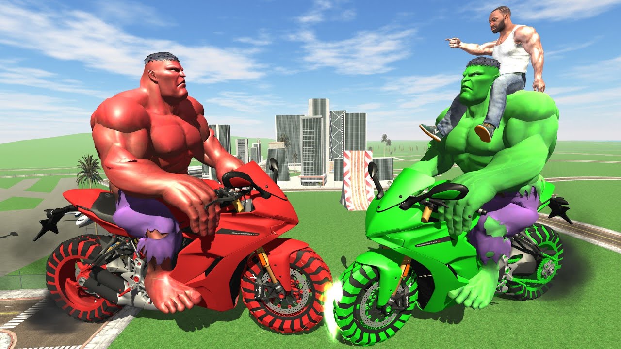 FRANKLIN FOUND Giants Red Hulk & Green Hulk Bike || Indian bikes driving 3d 