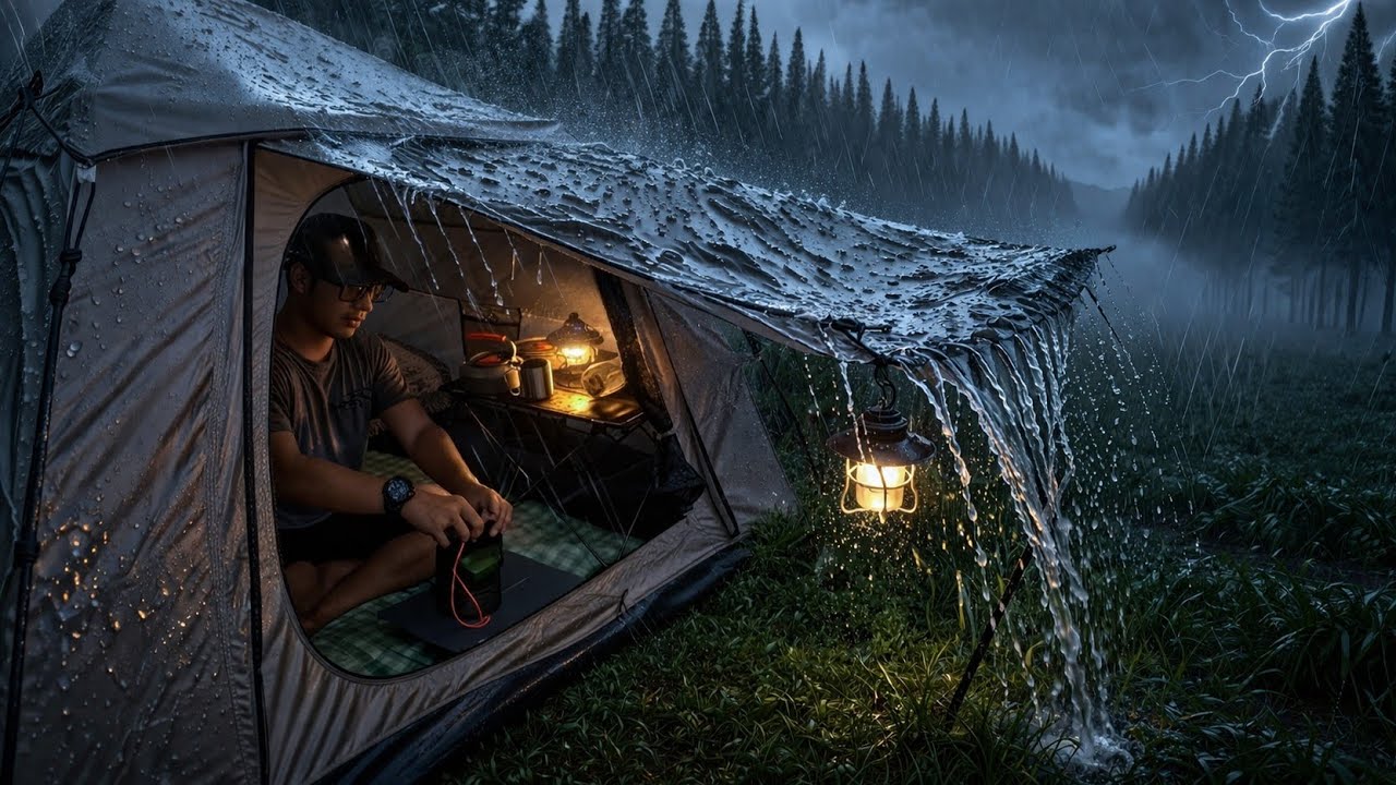 CAMPING IN NON-STOP HEAVY RAIN | Solo Camping In The Water Overflows Due To Heavy Rain